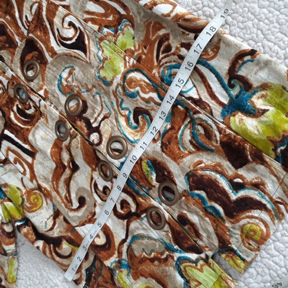 Parsley & Sage Medium Green Brown Abstract Print Grommet Lightweight Jacket - Picture 10 of 16